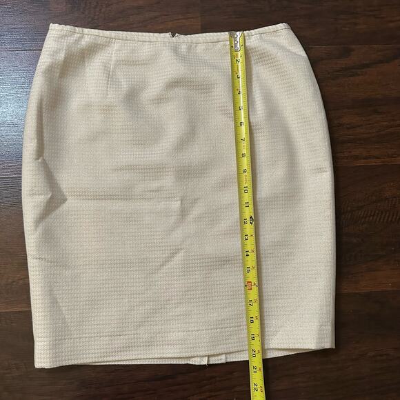 Calvin Klein cream & gold houndstooth pencil skirt size 10P - Picture 8 of 9